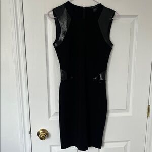 Armani Exchange Black Mini Dress with shiny black Accents